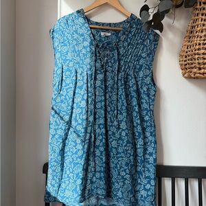 Faherty Blue Floral Sleeveless Tunic XL